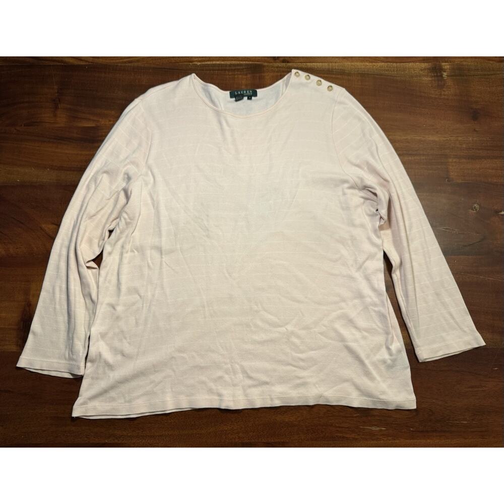Lauren Ralph Lauren Women’s Plus Size Pink striped Long Sleeve Top Sz 2X